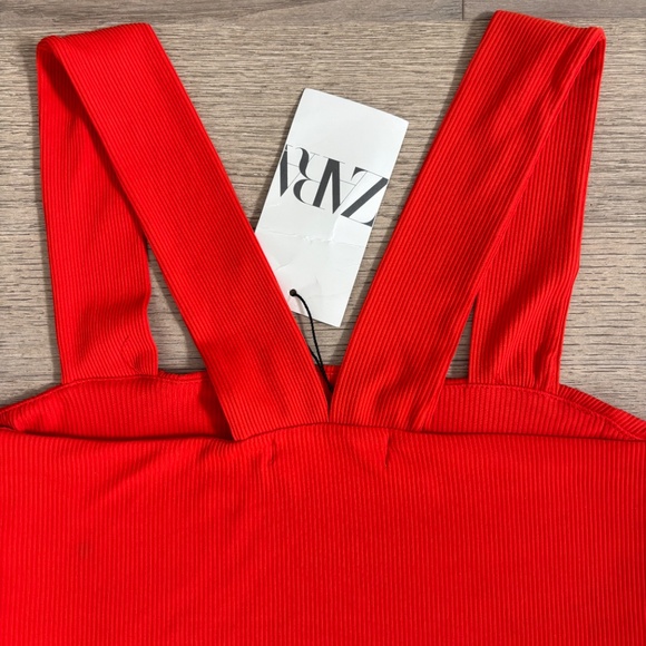 Zara Collection Ribbed Crop Top - Orange Size L - Picture 5 of 8